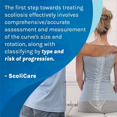A visual representation of the quote from the text starting with “ The first step towards treating scoliosis "