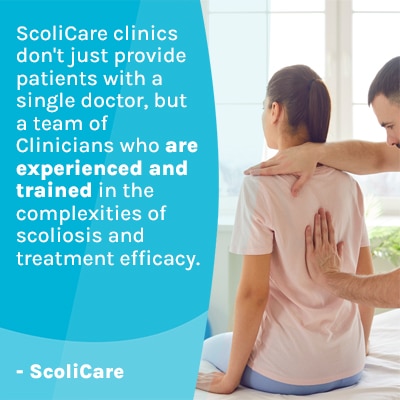 A visual representation of the quote from the text starting with “ ScoliCare clinics don't just "