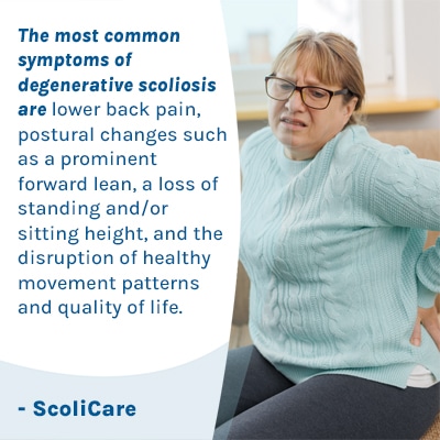 A visual representation of the quote from the text starting with “ The most common symptoms of degenerative “