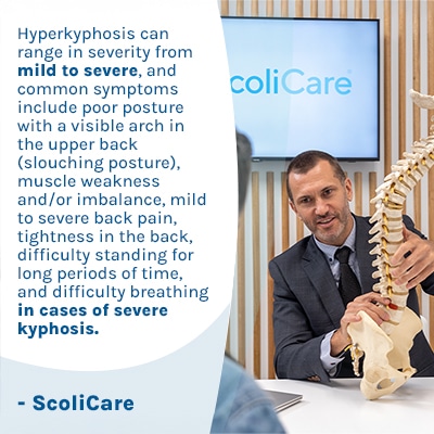 A visual representation of the quote from the text starting with “Hyperkyphosis can range in “