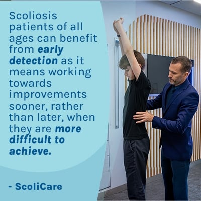 A visual representation of the quote from the text starting with “Scoliosis patients of all ages“