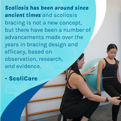 A visual representation of the quote from the text starting with “ Scoliosis has been around since"