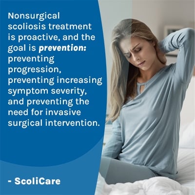 A visual representation of the quote from the text starting with “ Nonsurgical scoliosis treatment is “
