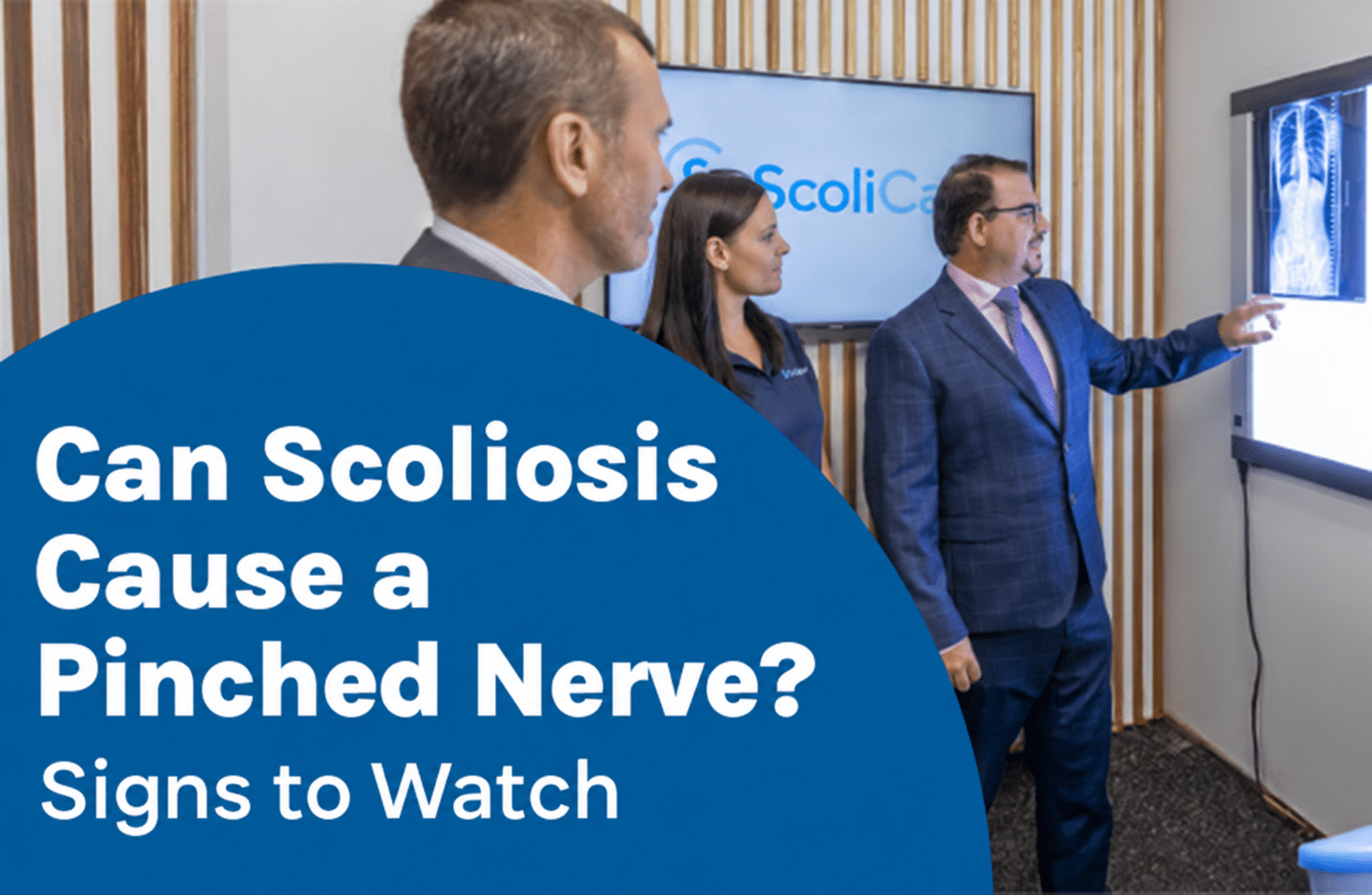 A featured image post for the blog titled: “Can Scoliosis Cause a Pinched Nerve“
