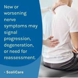 A visual representation of the quote from the text starting with “new worsening nerve symptoms“