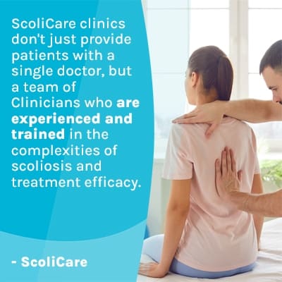 A visual representation of the quote from the text starting with “ ScoliCare clinics don't just "
